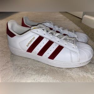 Women's Adidas Burgundy Superstar Sneakers
